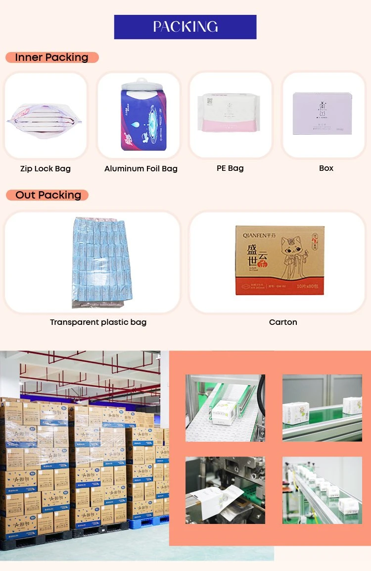 Customize Top Quality Ultra Thin Cotton Lady Sanitary Pad with Negative Ion